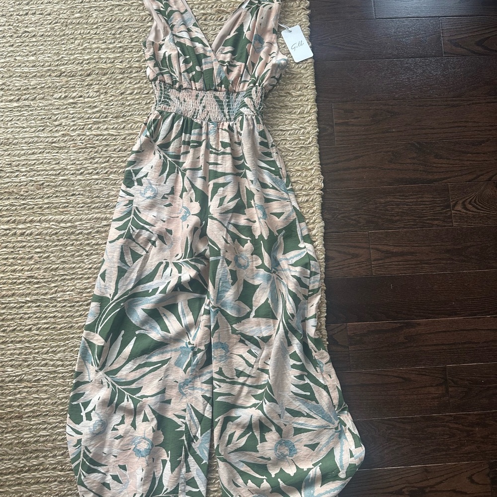 Elle Tropical Print Maxi Wide Leg Romper